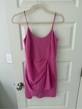 Fuchsia Spaghetti-Strap Draped Mini Dress